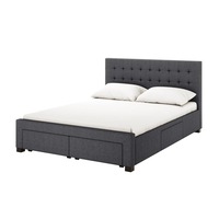 Martina Fabric Bed with Storage Drawers - Dark Grey Queen Dark Grey