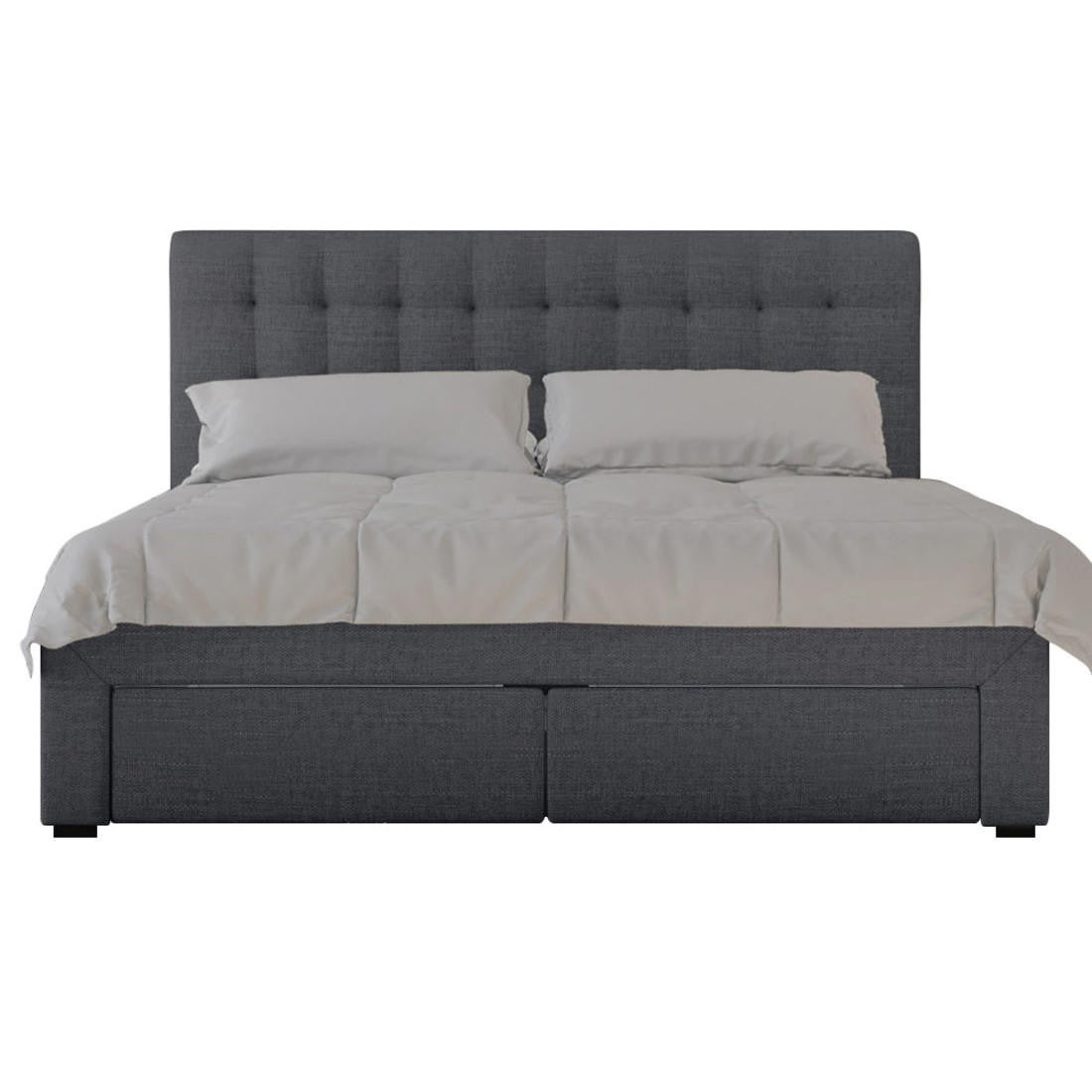 Martina Fabric Bed with Storage Drawers - Dark Grey Queen Dark Grey
