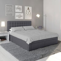 Buy Martina Fabric Bed with Storage Drawers - Dark Grey Queen Dark Grey ...