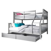 Nero Natural Pine Triple Bunk Bed with Storage Drawers Grey