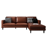 Nornas 3 Seater PU Leather Sofa with Chaise Brown