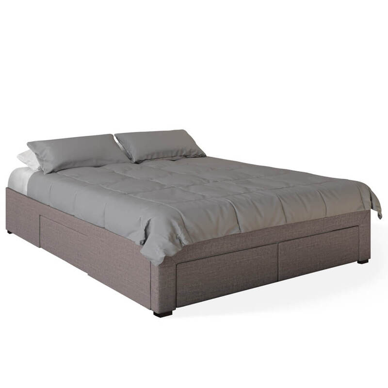 Octavia Fabric Bed Base with Drawers Queen - Brown