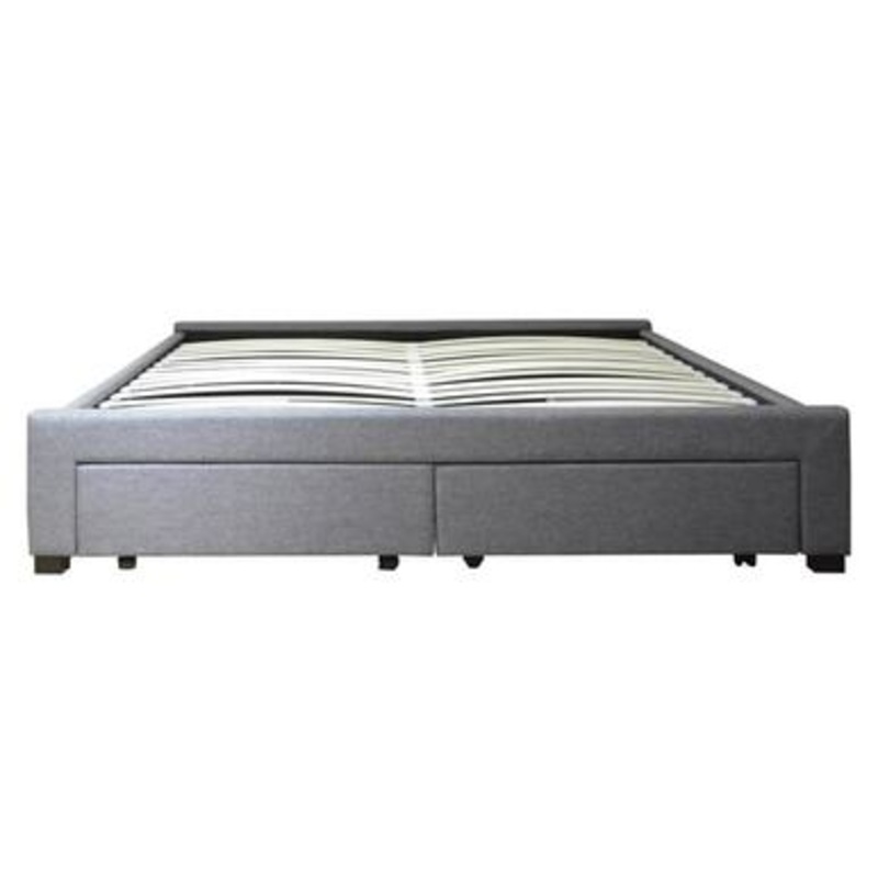 Octavia Fabric Bed Base with Drawers Dark Grey Queen | Buy Queen Size ...