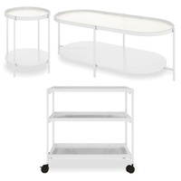 Rebecca and Chelsea Coffee Table & Bar Cart Package White