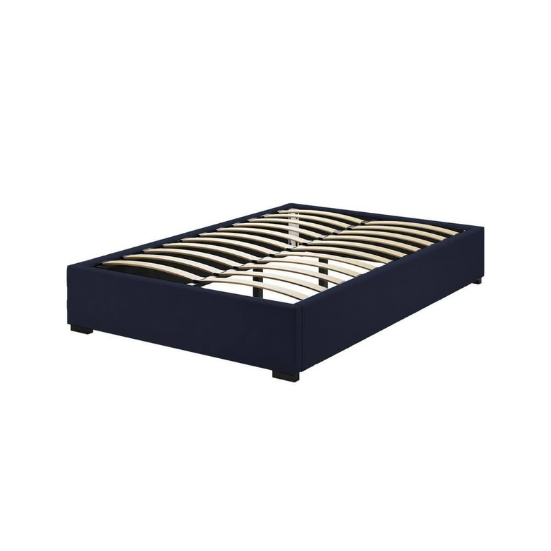 Septima Upholstered Velvet Bed Base Navy Double Navy MyDeal