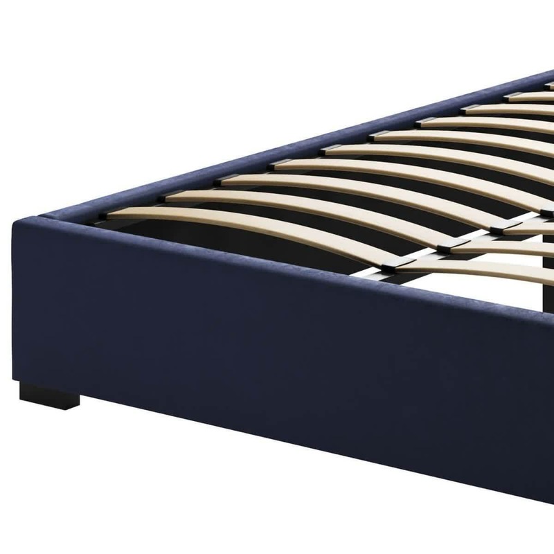 Septima Upholstered Velvet Bed Base Navy Double Navy MyDeal