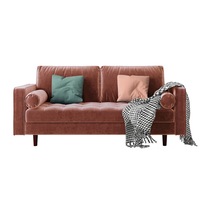 Sollia 3 Seater Velvet Sofa Blush