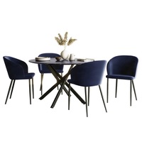Stoten Dining Table and 4 Chase Dining Chairs - Navy Navy
