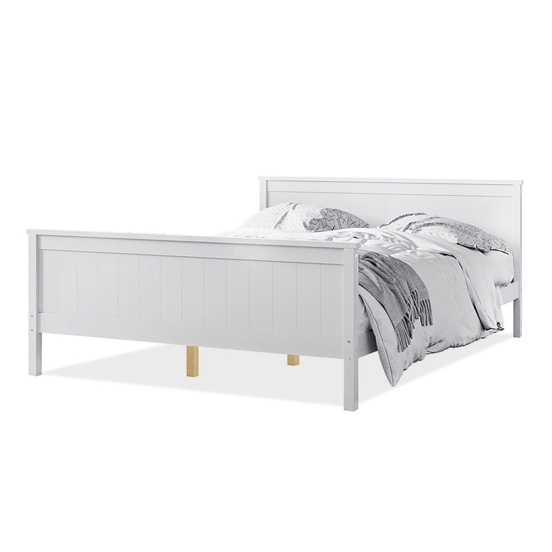 Buy Tertia Solid Pine Timber Bed Frame Double White MyDeal