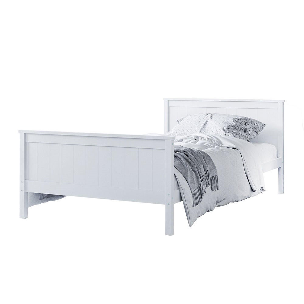 Tertia Solid Pine Timber Bed Frame Single White