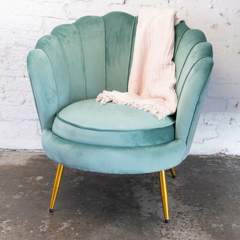The DIY Decorator Chantal Scallop Velvet Chair - Duck Egg Blue | Buy