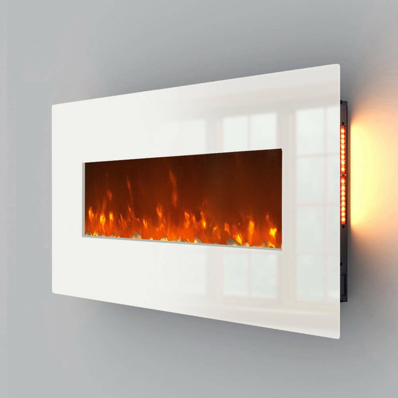 Luxo Edith Wall Mounted 50 inch Electric Fireplace - White | Buy