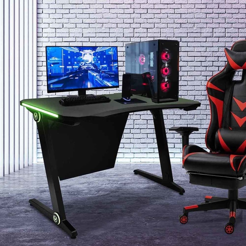 Buy Zach LED Gaming Desk with Stealth Panel RGB MyDeal