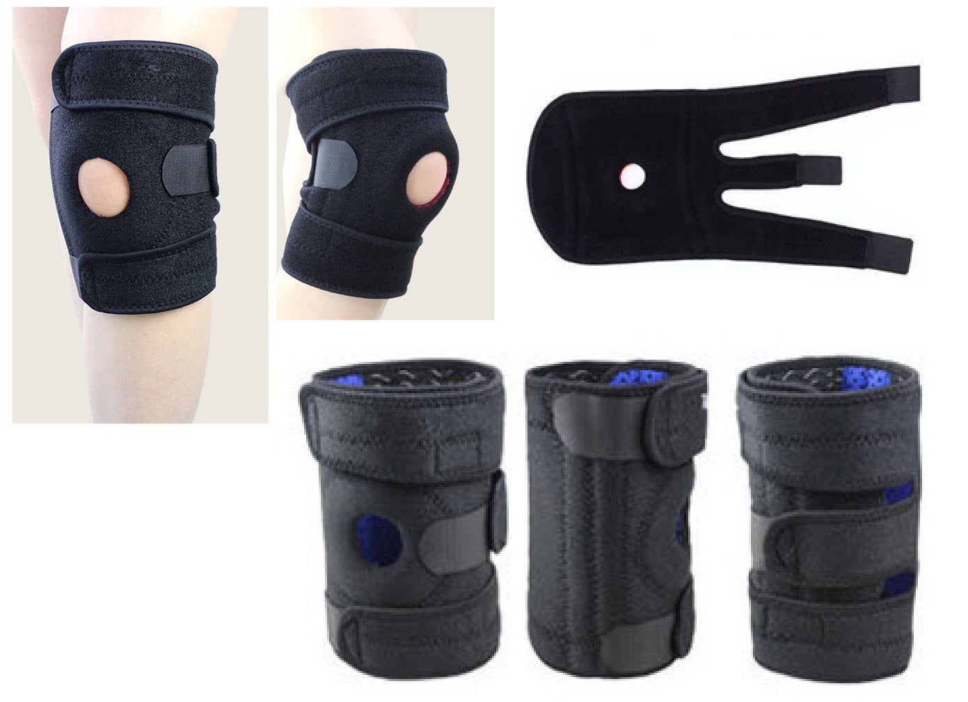 4 Spring Hinged Full Knee Support Brace Knee Protection Strap Cycling Running