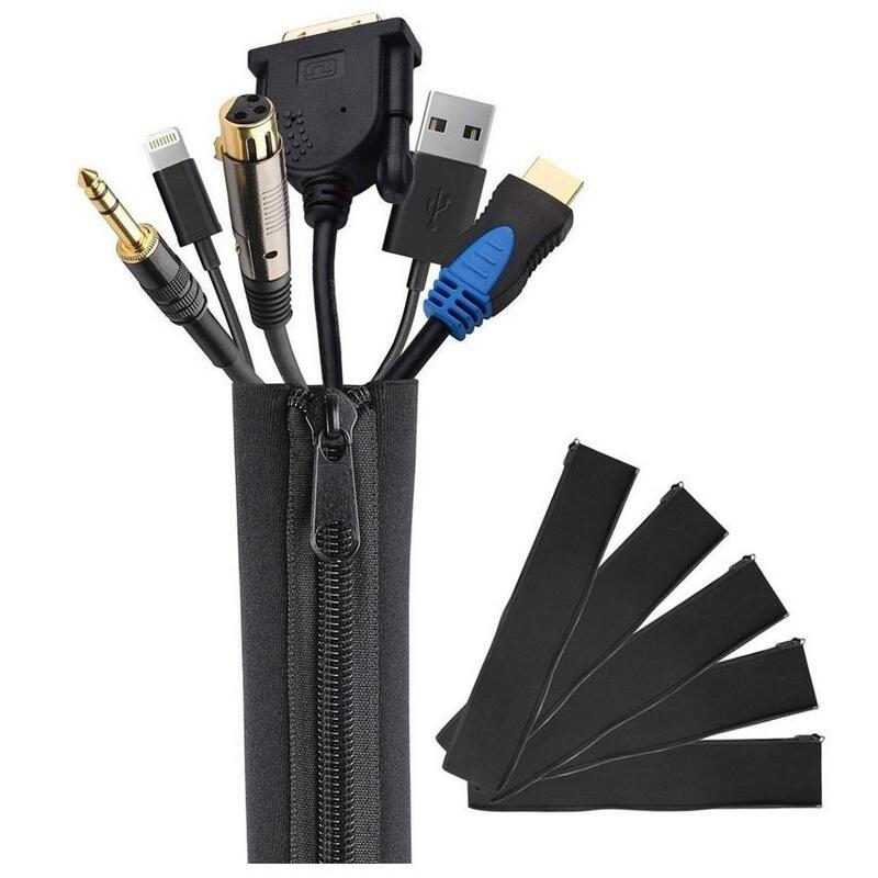 4 x Cable Management Organizer Neoprene Cable Cord Wire Cover Hider Sleeves PC TV