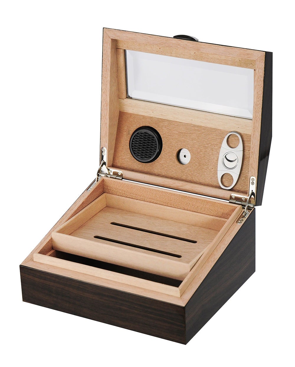 Count Cigar Humidor Box Cabinet Mahogany Humidifier Hygrometer 15 Quality 50 