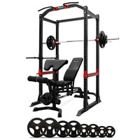 Reeplex Heavy Duty Power Rack + Bench + 120kg Barbell Weight Plate Set