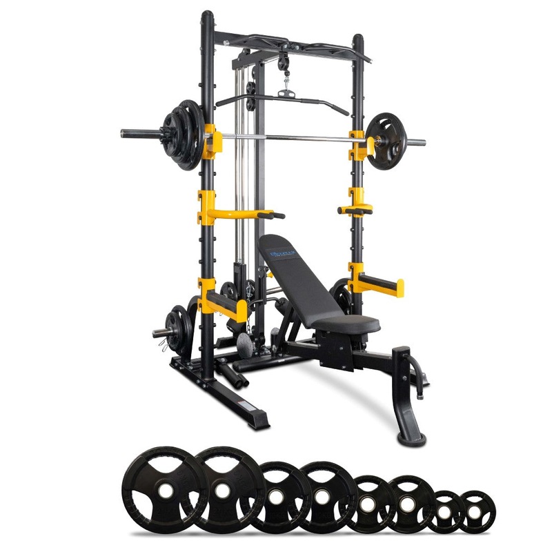 Buy Reeplex RM70 Multi Station Squat Rack + Bench + 120kg Barbell