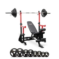 Reeplex SR10 Squat Rack + Adjustable Bench + 100kg Olympic Barbell Set