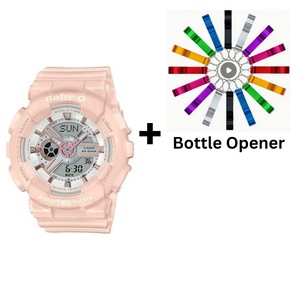 Casio Baby-G Pastel Pink Analogue/Digital Watch BA110RG-4A BA-110RG-4ADR Bottle Opener Bundle