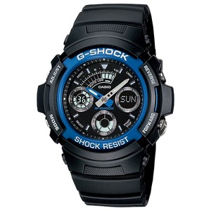 Casio G-Shock Analogue/Digital Mens Black/Blue Watch AW591-2A AW-591-2ADR