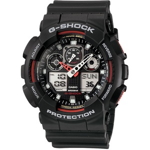 Casio G-Shock Analogue/Digital Mens Black/Red XL Watch GA100-1A4 GA-100-1A4DR
