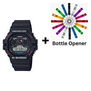 Casio G-Shock Classic Series Retro Black Digital Watch DW5900-1 DW-5900-1DR Bottle Opener Bundle