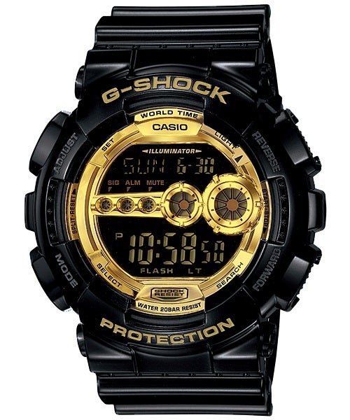 Casio G-Shock Digital Mens Black X Gold Series Watch GD100GB-1 GD-100GB-1DR 