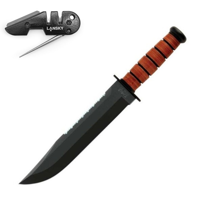 Buy KaBar Knife (Kabar) Leather Handled Big Brother 2217 + Lansky PS