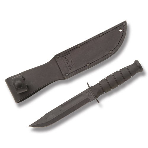 Kabar Ka-Bar Short Black Straight Edge Knife 1256 + Sheath 