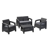 Keter Corfu Outdoor Four Seater Lounge Set (Graphite)
