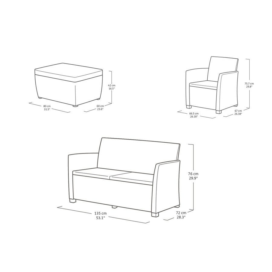 Keter Outdoor Furniture Lounge Set (Mia)-Graphite