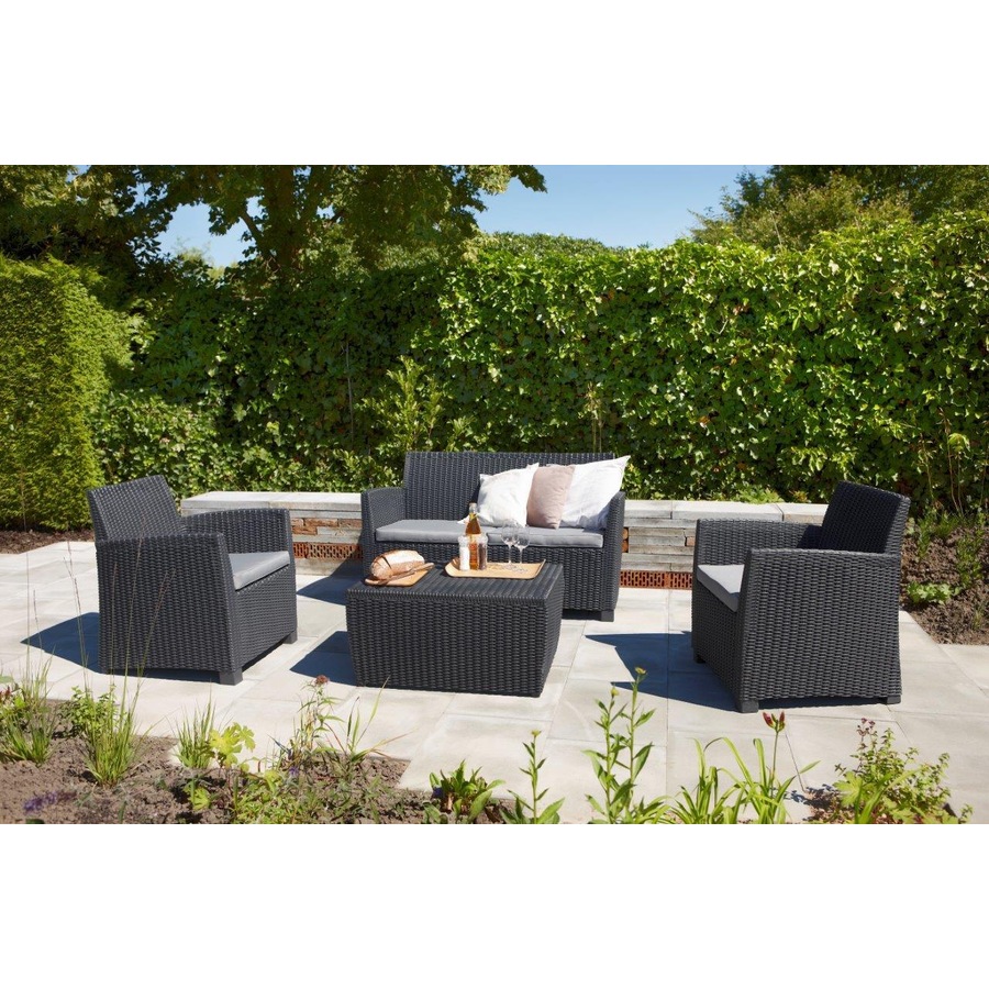 Keter Outdoor Furniture Lounge Set (Mia)-Graphite