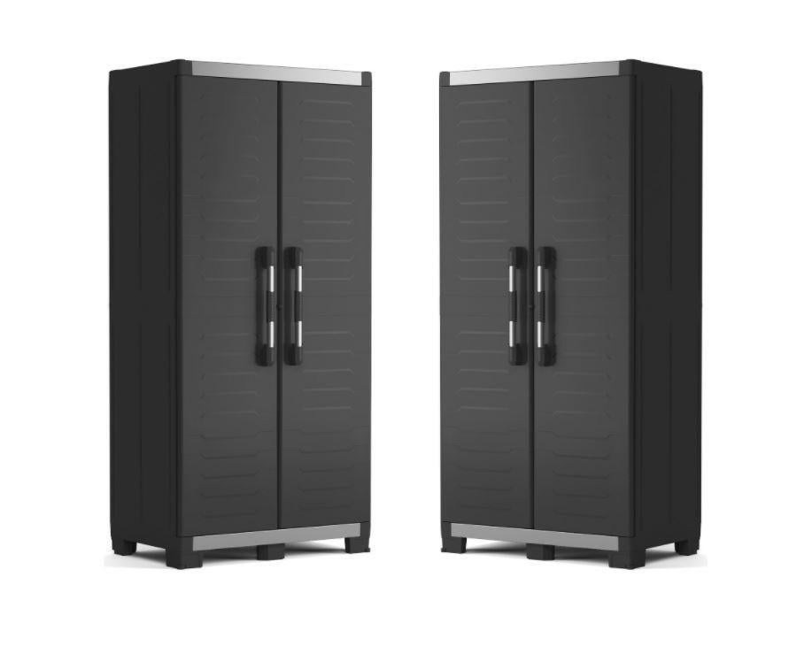 2 x Keter XL Garage Tall Storage Cabinets