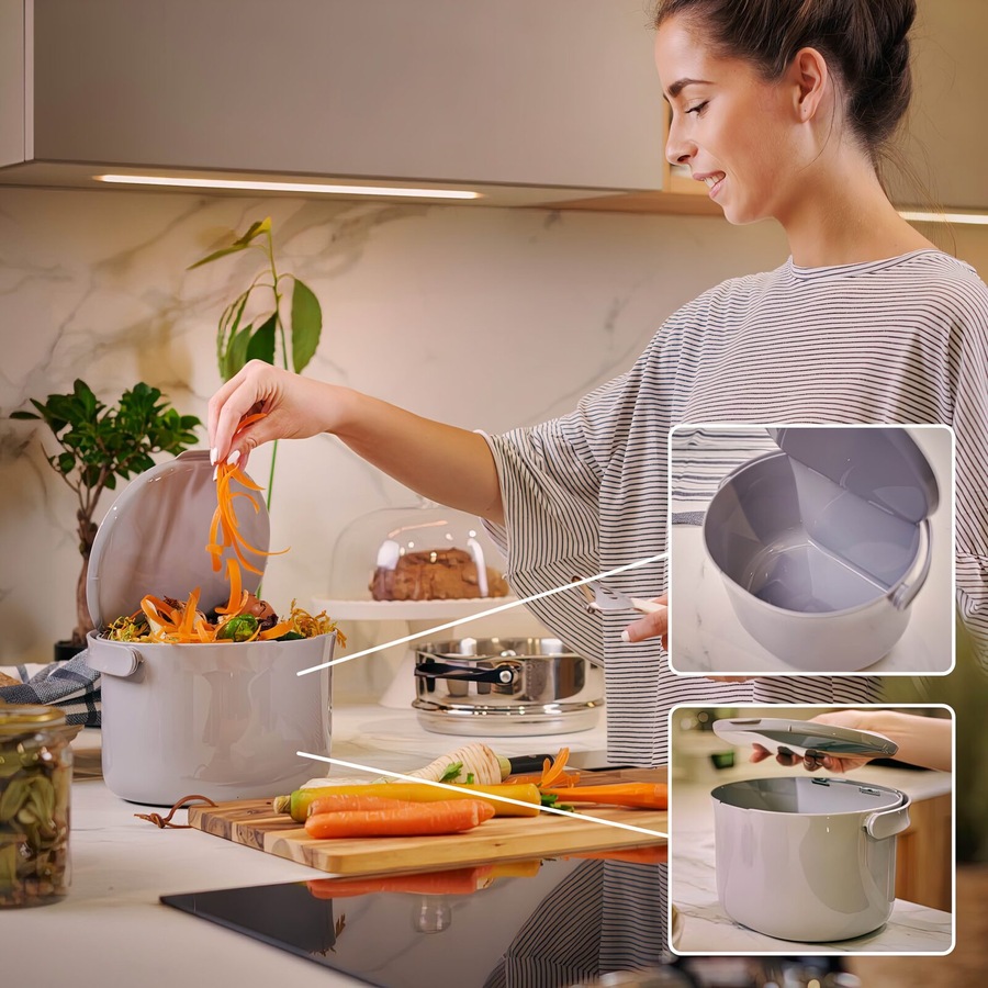 Skaza 3.3L Organko Compost Caddy - Pack of 2 - Grey