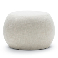 Venus Fabric Round Pouf Ottoman in Light Beige 35cm