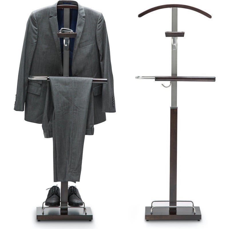 Timber Mens Valet Stand with Hook in Espresso 138cm