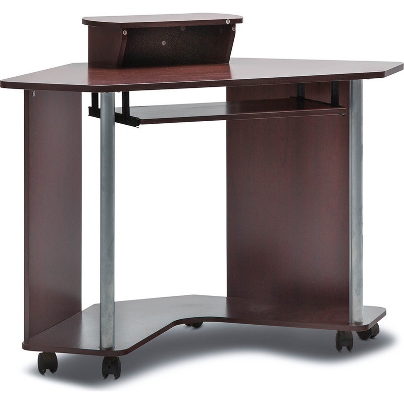 MDF Corner Office Desk w/ Castors in Cherry Walnut MyDeal