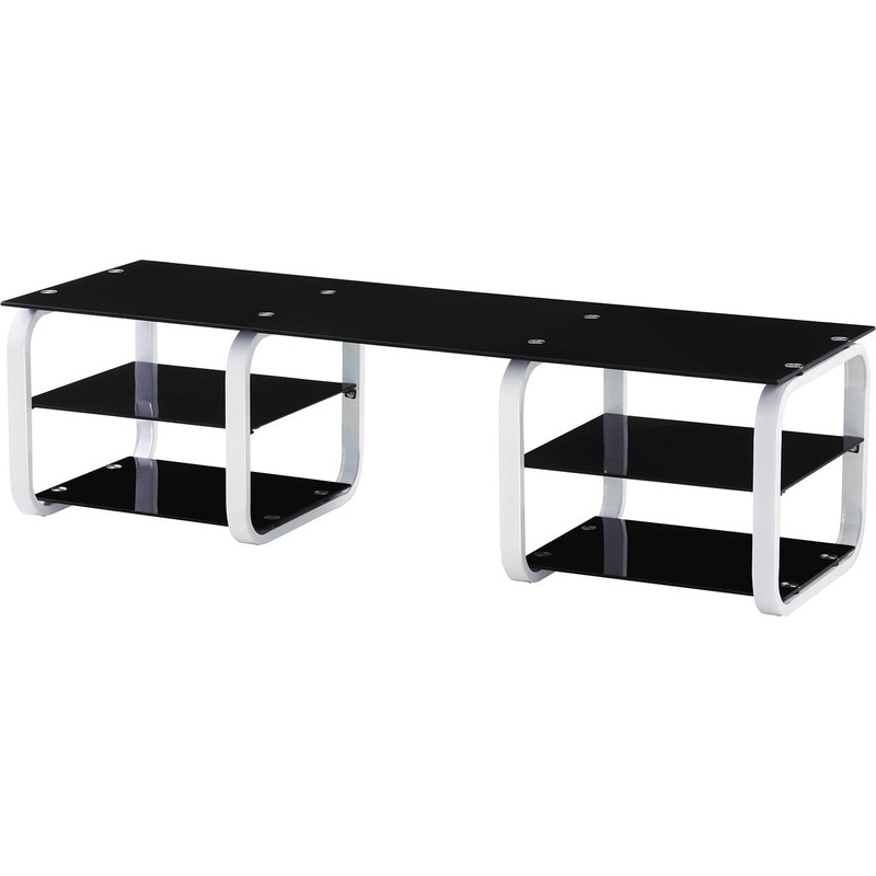 Buy Modern Glass & Steel TV Entertainment Unit in Black MyDeal