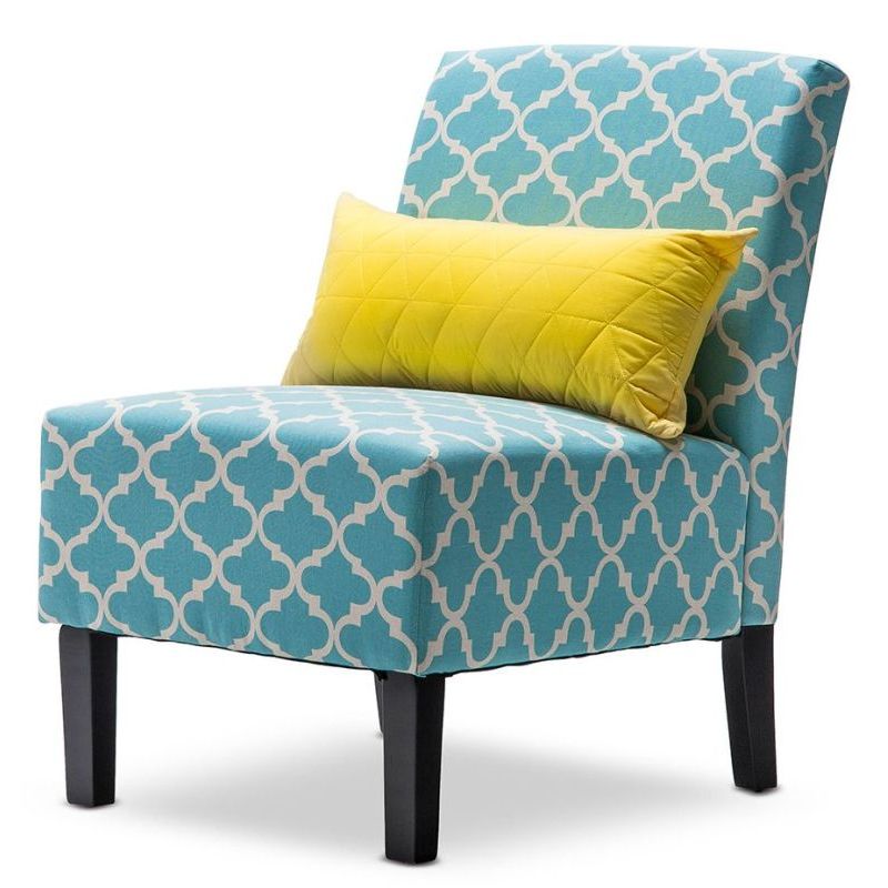 teal patterned accent chair