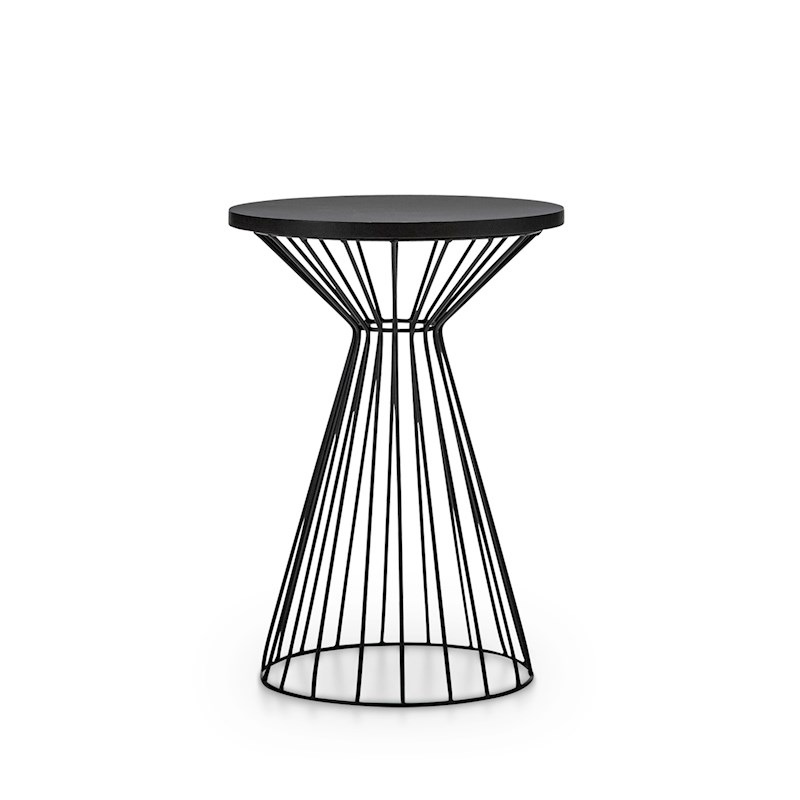 Buy Fabiano Side Table Black Oak Top Black Metal MyDeal