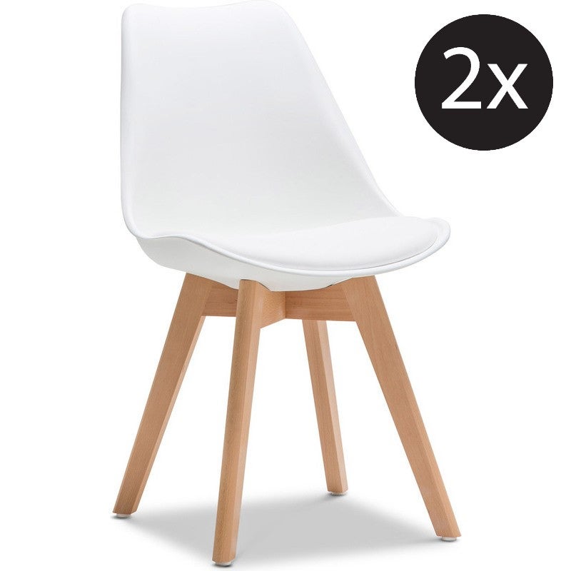 2x Eames Inspired Padded Plastic Dining Chair White