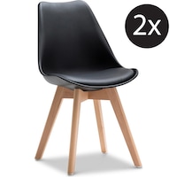 2x Eames Inspired Padded Plastic Dining Chair Black