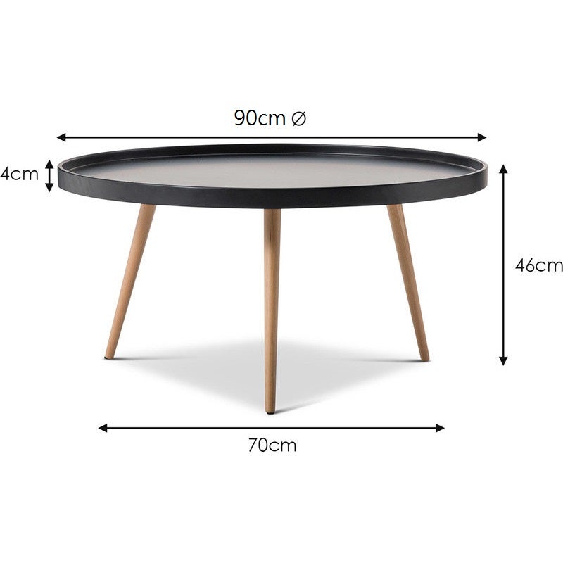 Scandinavian Round Coffee Table W Tray, Black Round Coffee Table Tray