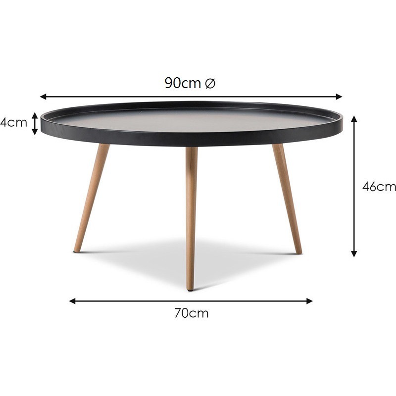 Scandinavian Round Coffee Table W Tray Top Black Tables 184511 Scandinavian Round Coffee Table W Tray, Black Round Coffee Table Tray