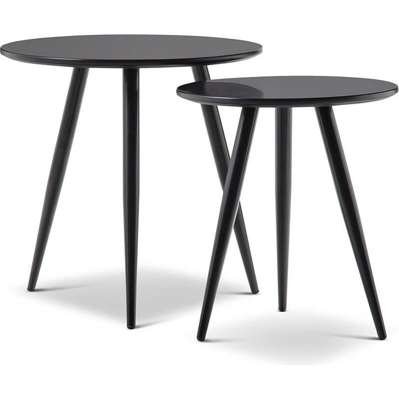 Buy 2x Nesting Round Side Table w/ Metal Legs in Black - MyDeal
