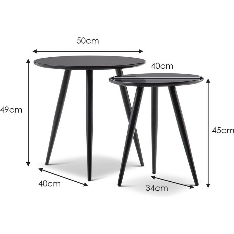 Buy 2x Nesting Round Side Table w/ Metal Legs in Black - MyDeal