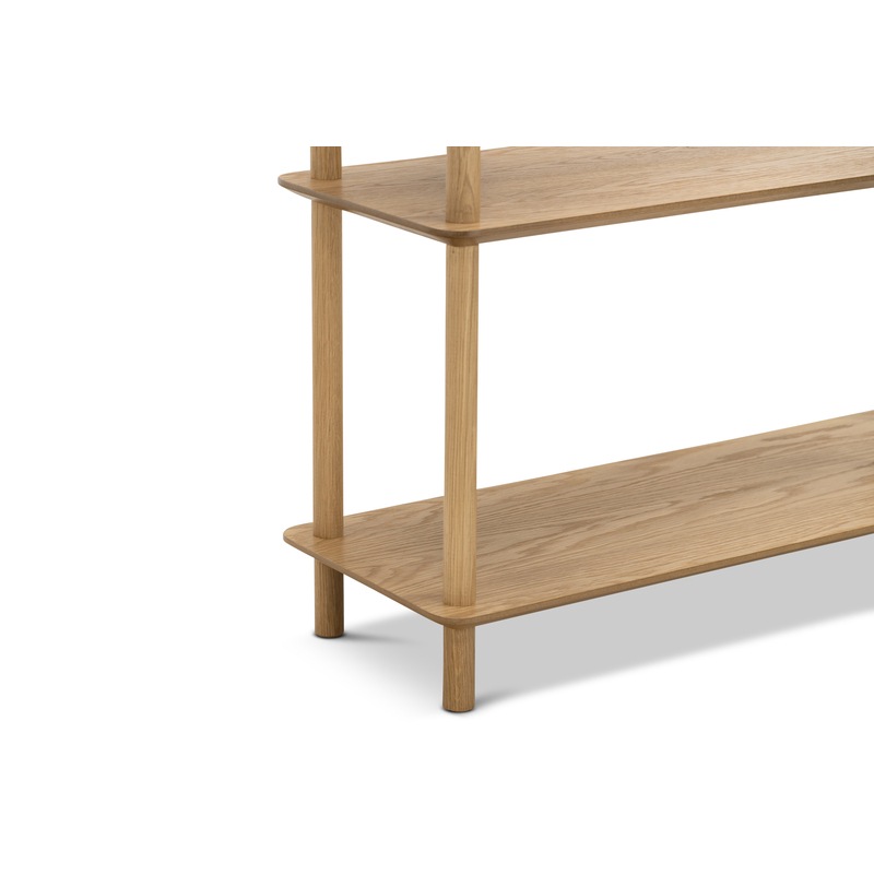 Buy 3 Tier Low Bookshelf in Natural Oak Wood, Mid Century Modern