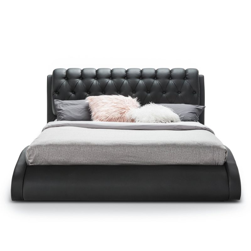 black leather bed