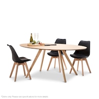 Carol Dining Table + 4X Padded Black Eames Chairs